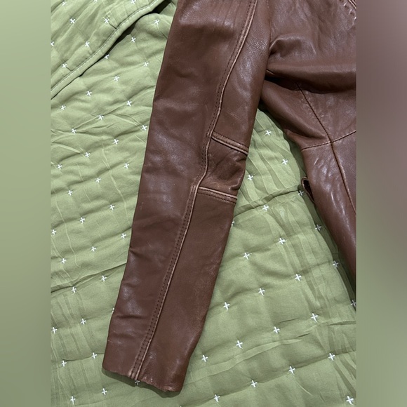 Michael Kors Women's Genuine Leather Moto button up Jacket Brown Size Med - Picture 9 of 16